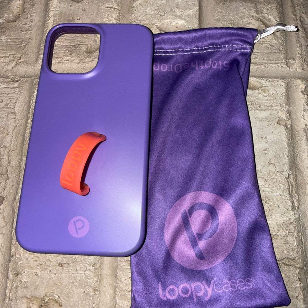Loopy - 13 Pro Max - Matte Purple Phone Cover with Orange Loop - with Bag